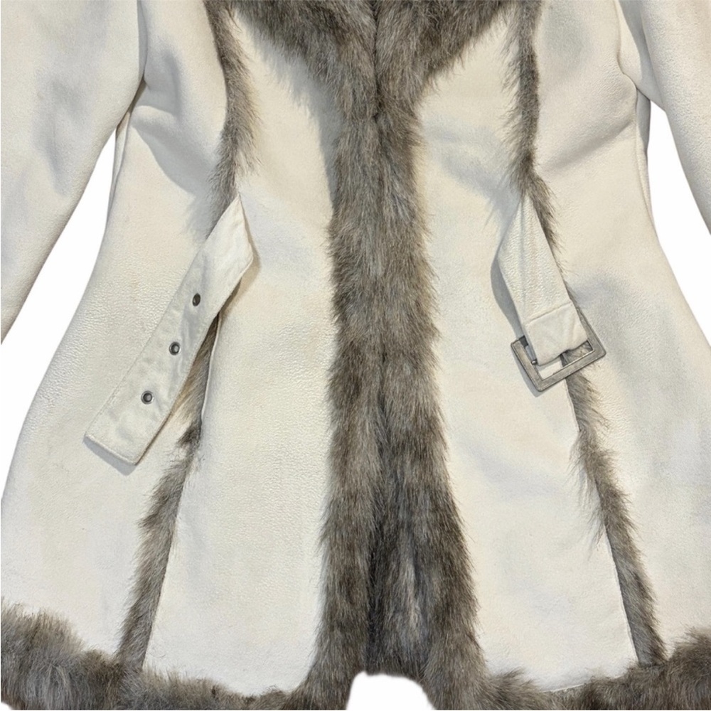 BEBE suede and faux fur trimmed belted Jacket SZ M - Picture 9 of 16